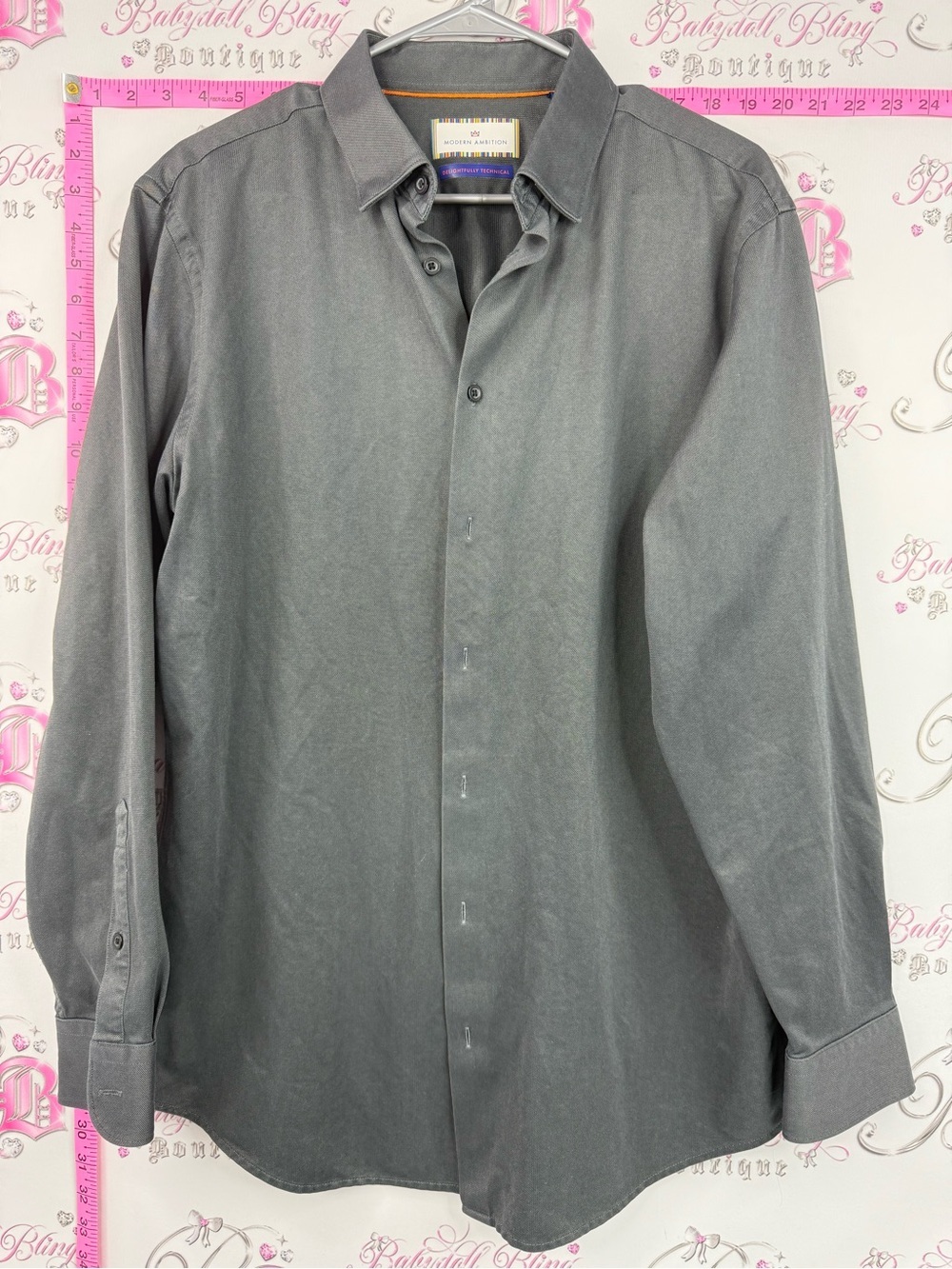 Modern ambition shirt button up  Men's Long Sleeve Dress Shirt — Charcoal Gray